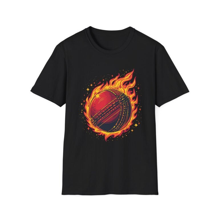 flaming cricket ball unisex t shirt — bold sports graphic tee