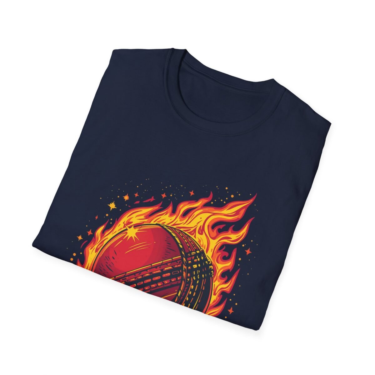 flaming cricket ball unisex t shirt — bold sports graphic tee
