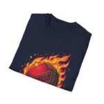flaming cricket ball unisex t shirt — bold sports graphic tee