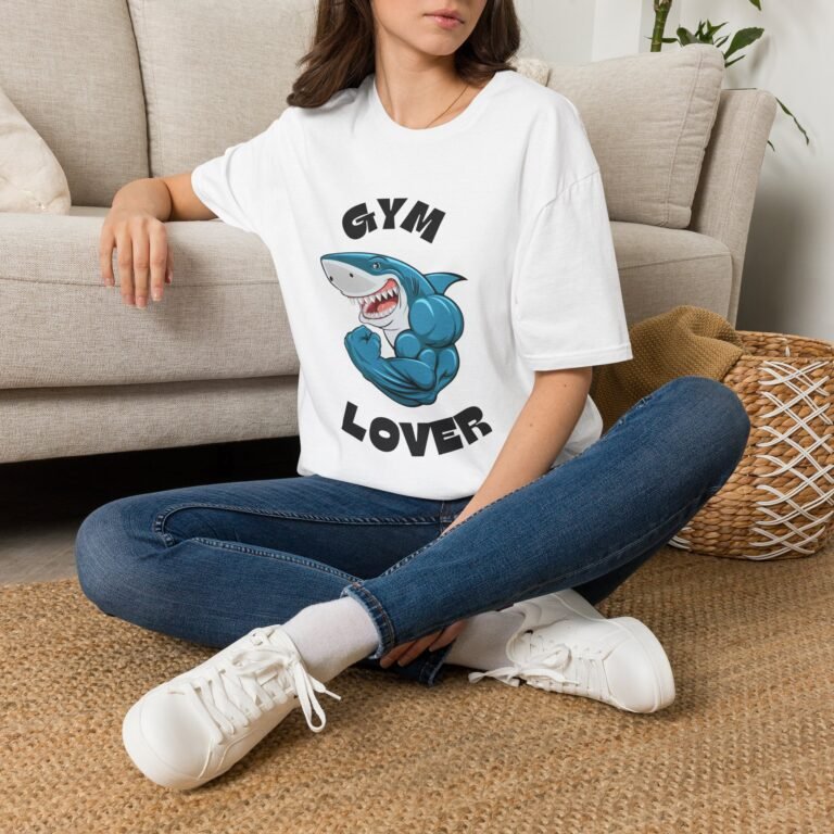 gym lover unisex t‑shirt — funny muscular shark gym workout tee