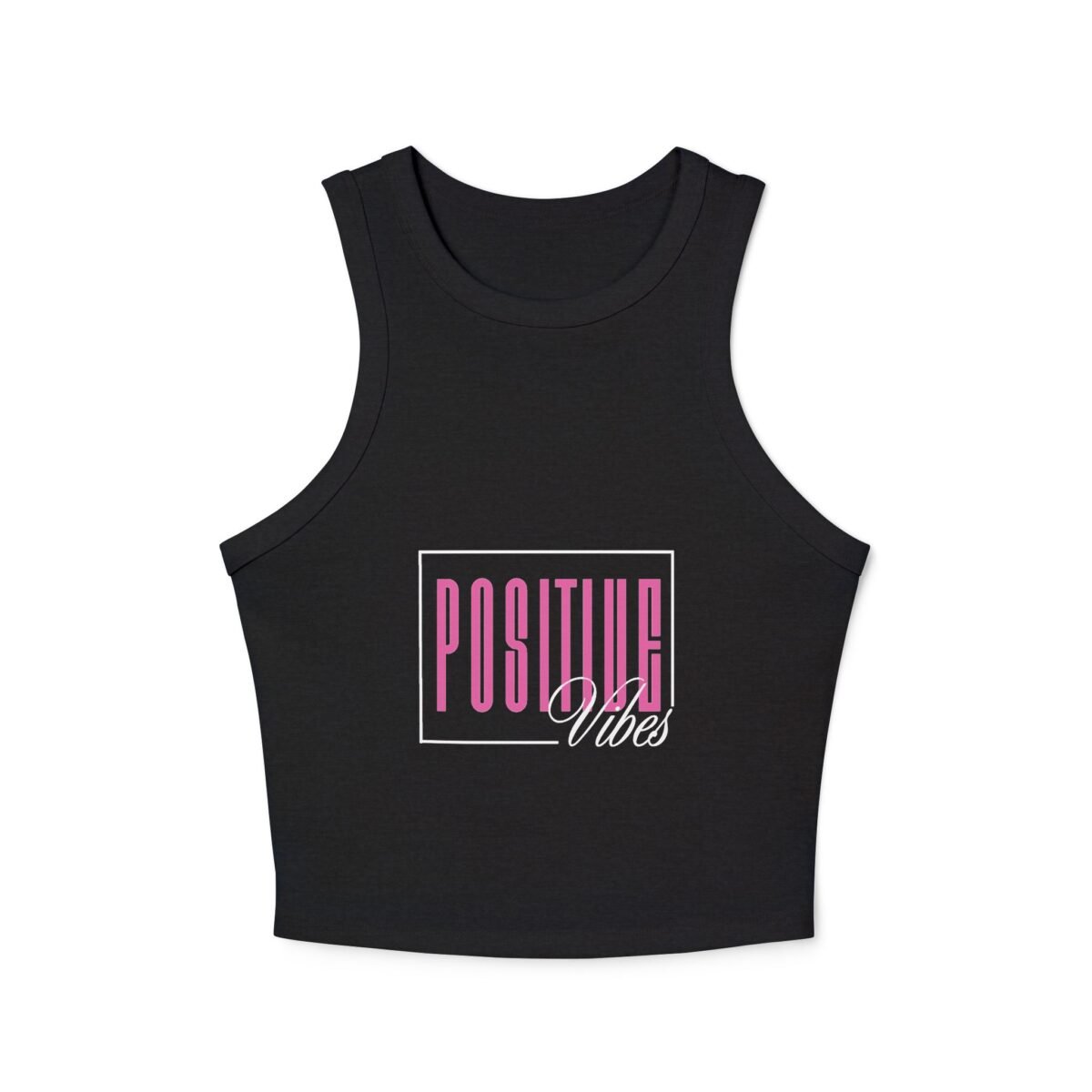 positive vibes racer womens crop tank top