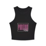 positive vibes racer womens crop tank top