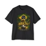 brazil football men's oversized t shirt — brazil soccer tee with flag & ball design
