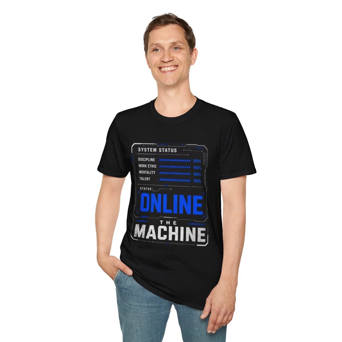 system status 'online the machine' unisex t shirt — gamer / productivity tech tee