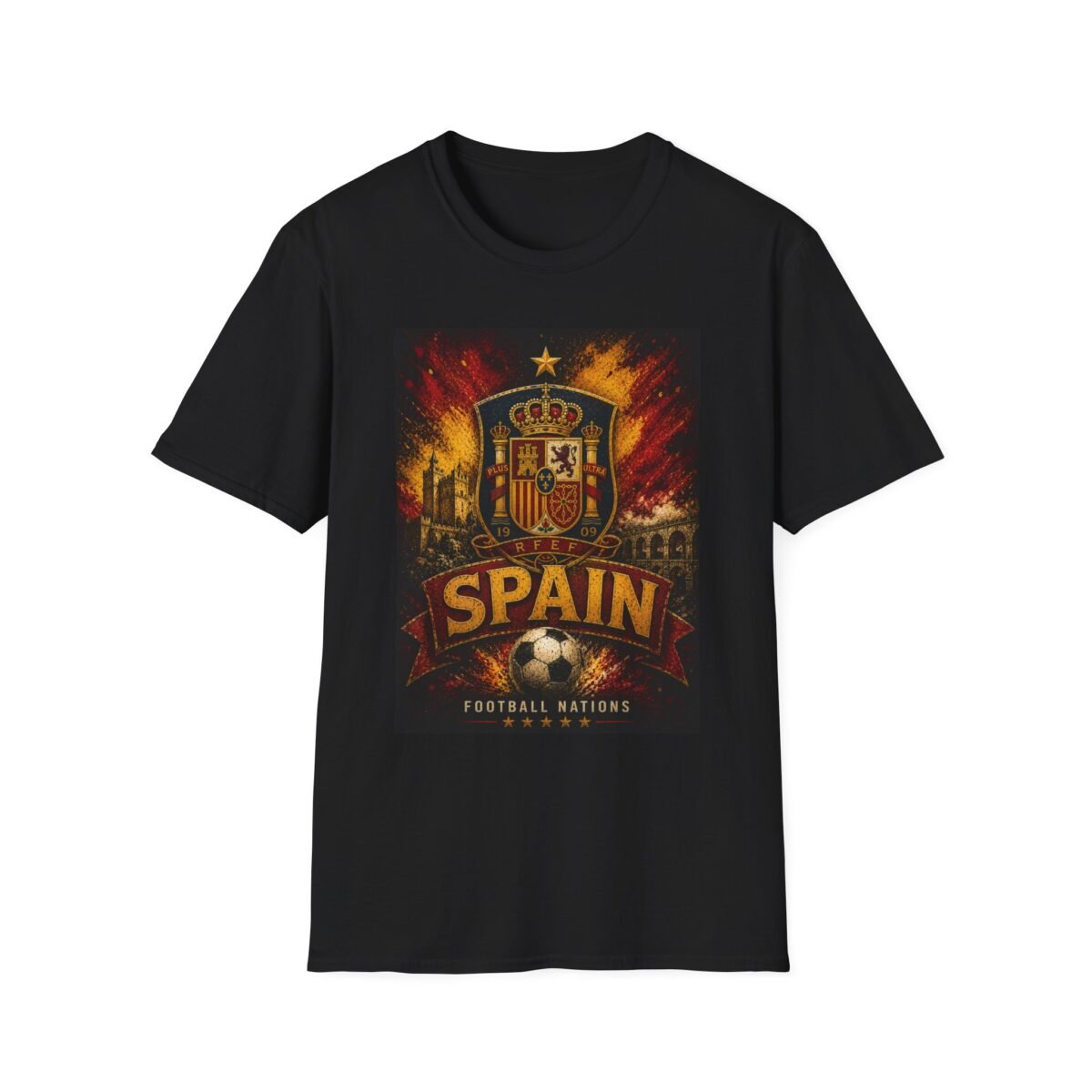 spain football crest unisex t‑shirt — spanish flag & royal coat of arms soccer tee
