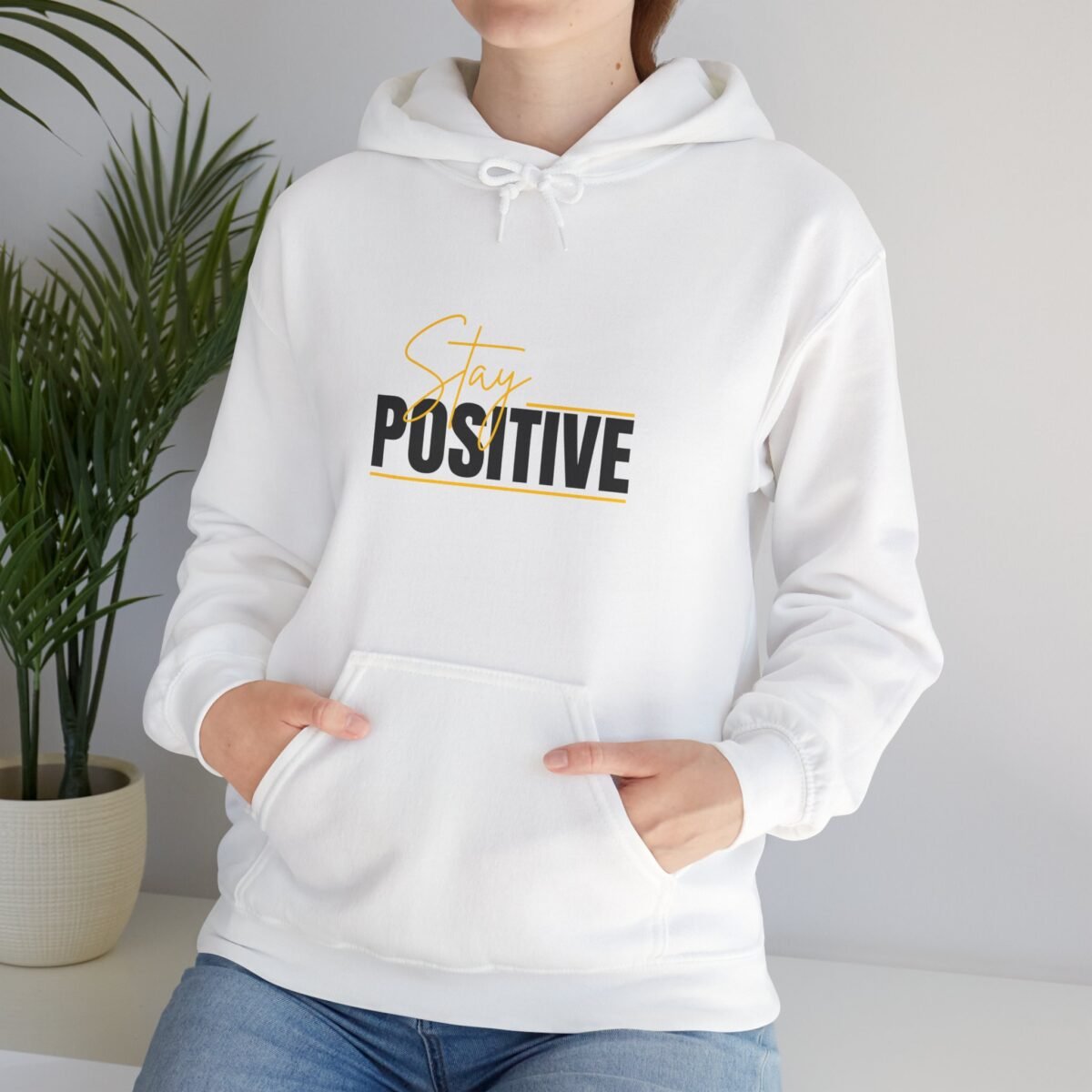 positive vibes unisex hoodie — stay positive graphic hooded sweatshirt