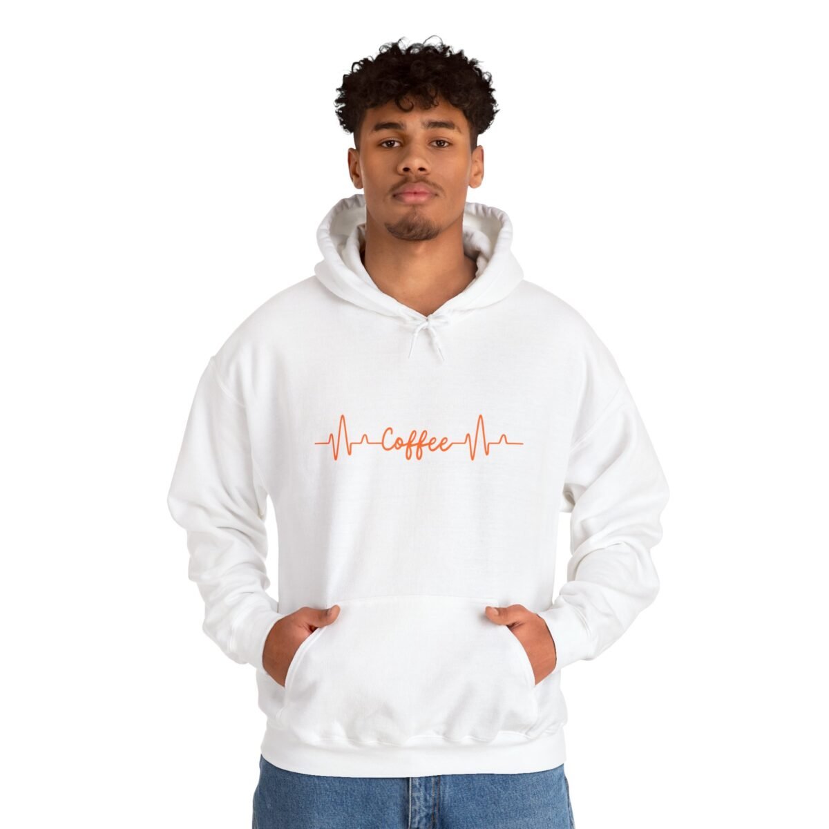 coffee heartbeat unisex hoodie — minimalist coffee ecg pullover