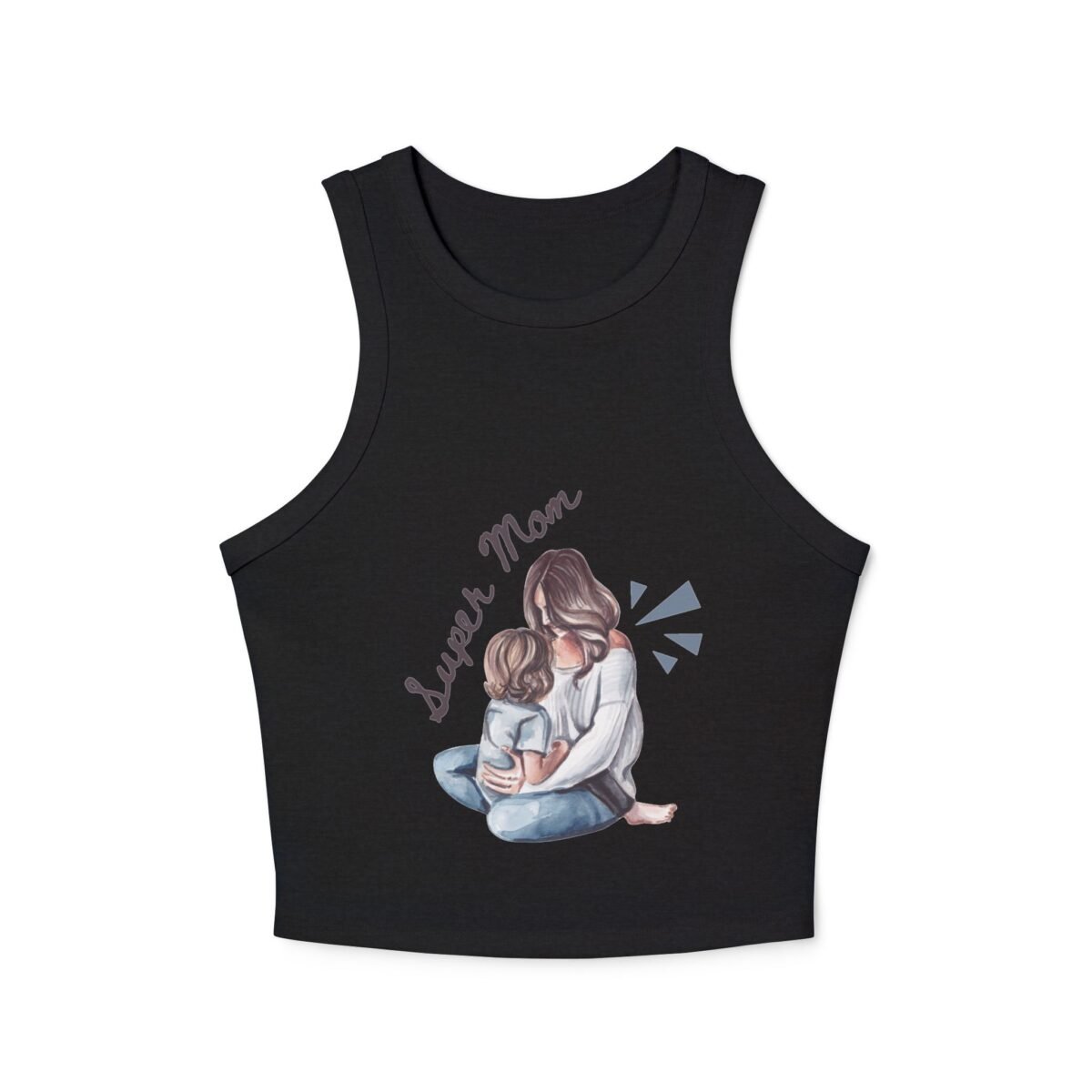 racer tank — 'lucea mom' mom & child illustration women crop tank top