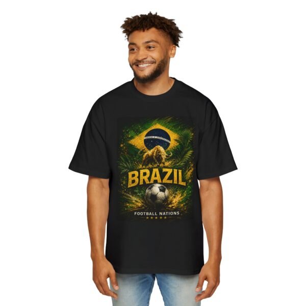 brazil football men's oversized t shirt — brazil soccer tee with flag & ball design