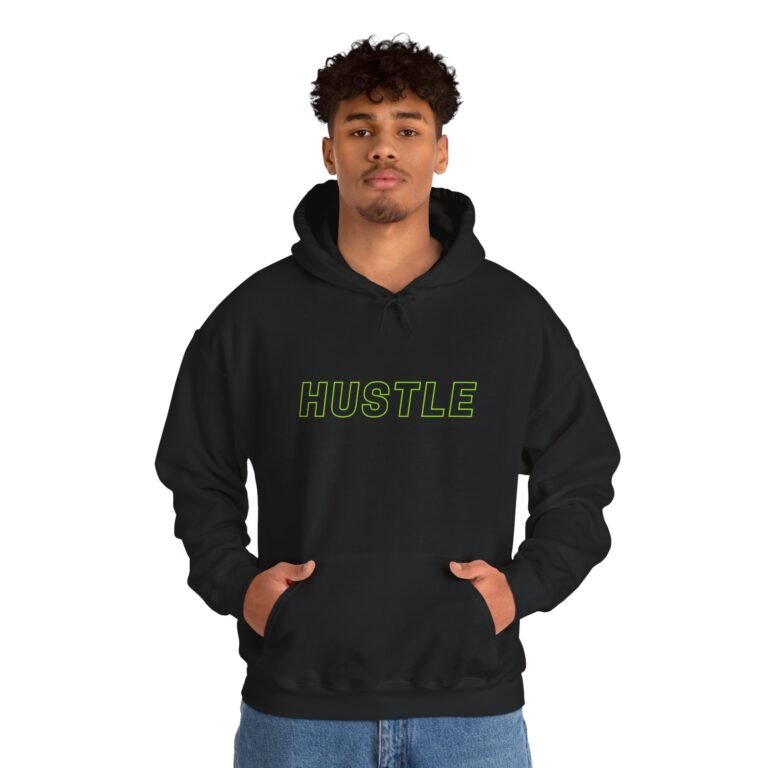 hustle unisex hoodie — neon outline motivational pullover