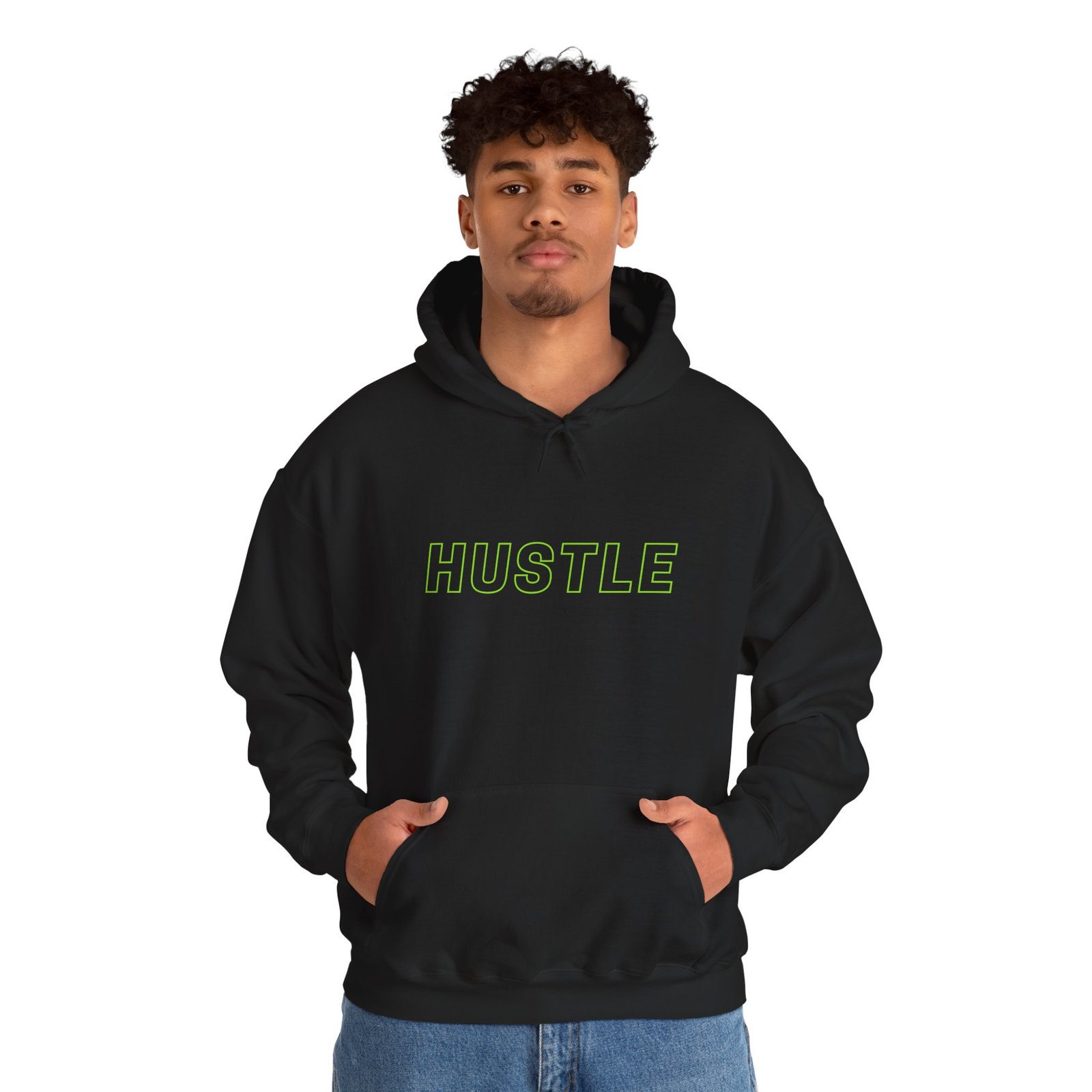hustle unisex hoodie — neon outline motivational pullover hustle unisex hoodie — neon outline motivational pullover