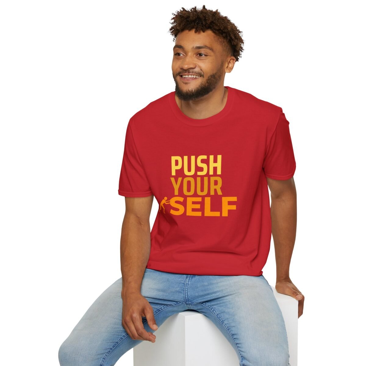 motivational unisex t shirt — "push yourself" athletic graphic tee