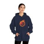 flaming cricket ball unisex hoodie — fire sports graphic sweatshirt