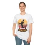 basketball sunset unisex t shirt — vintage silhouette dunk graphic