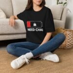 low battery coffee tee — "need chai" graphic unisex t shirt