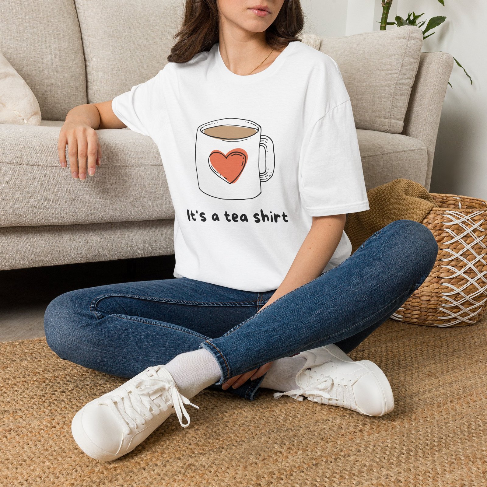 tea mug heart unisex t shirt — "it's a tea shirt" cute tea lover tee