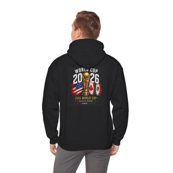 world cup 2026 unisex hoodie — fifa trophy with usa & canada flags