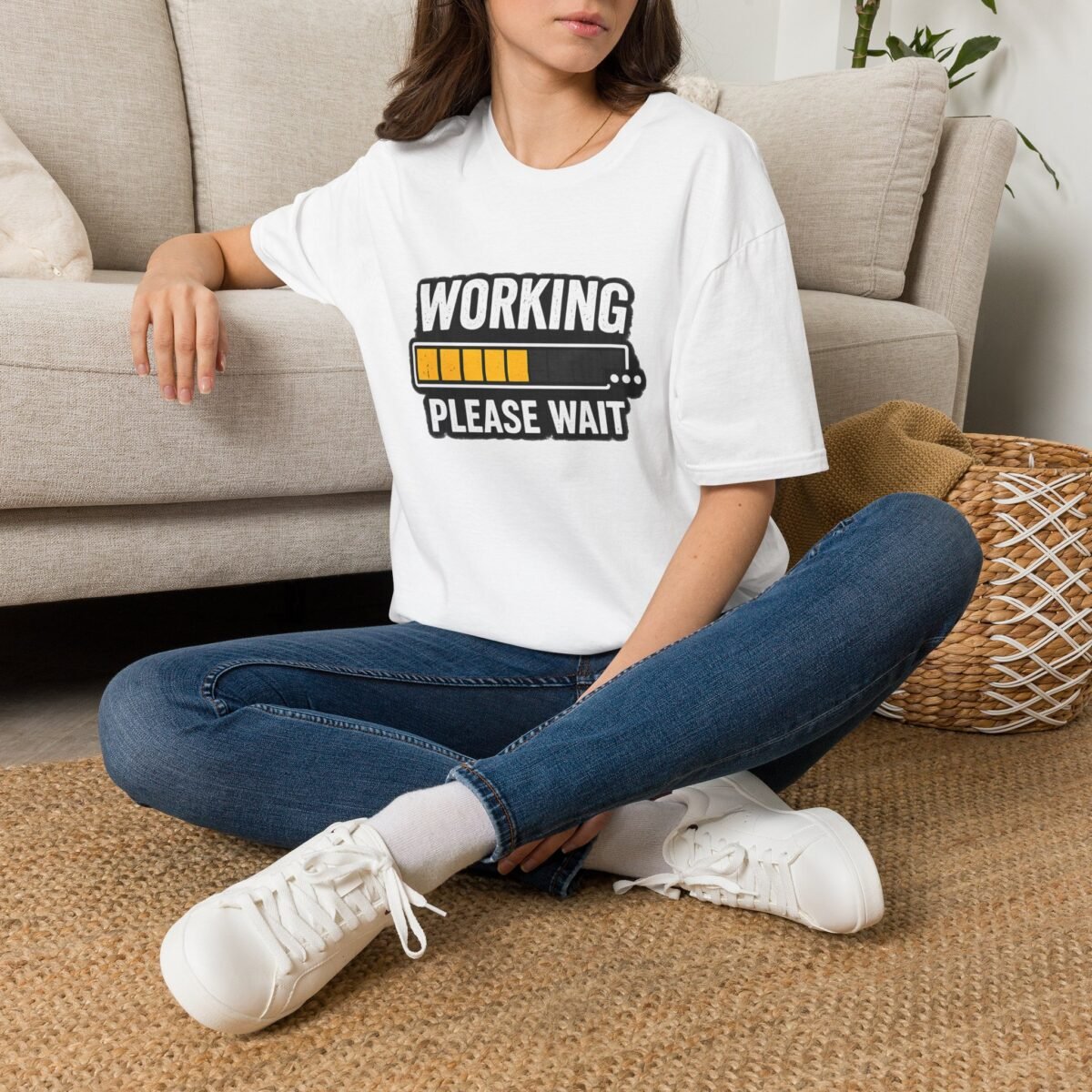 working please wait unisex t shirt — funny loading bar tee for remote workers & developers