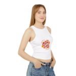 good vibes racer crop tank top — retro floral graphic crop
