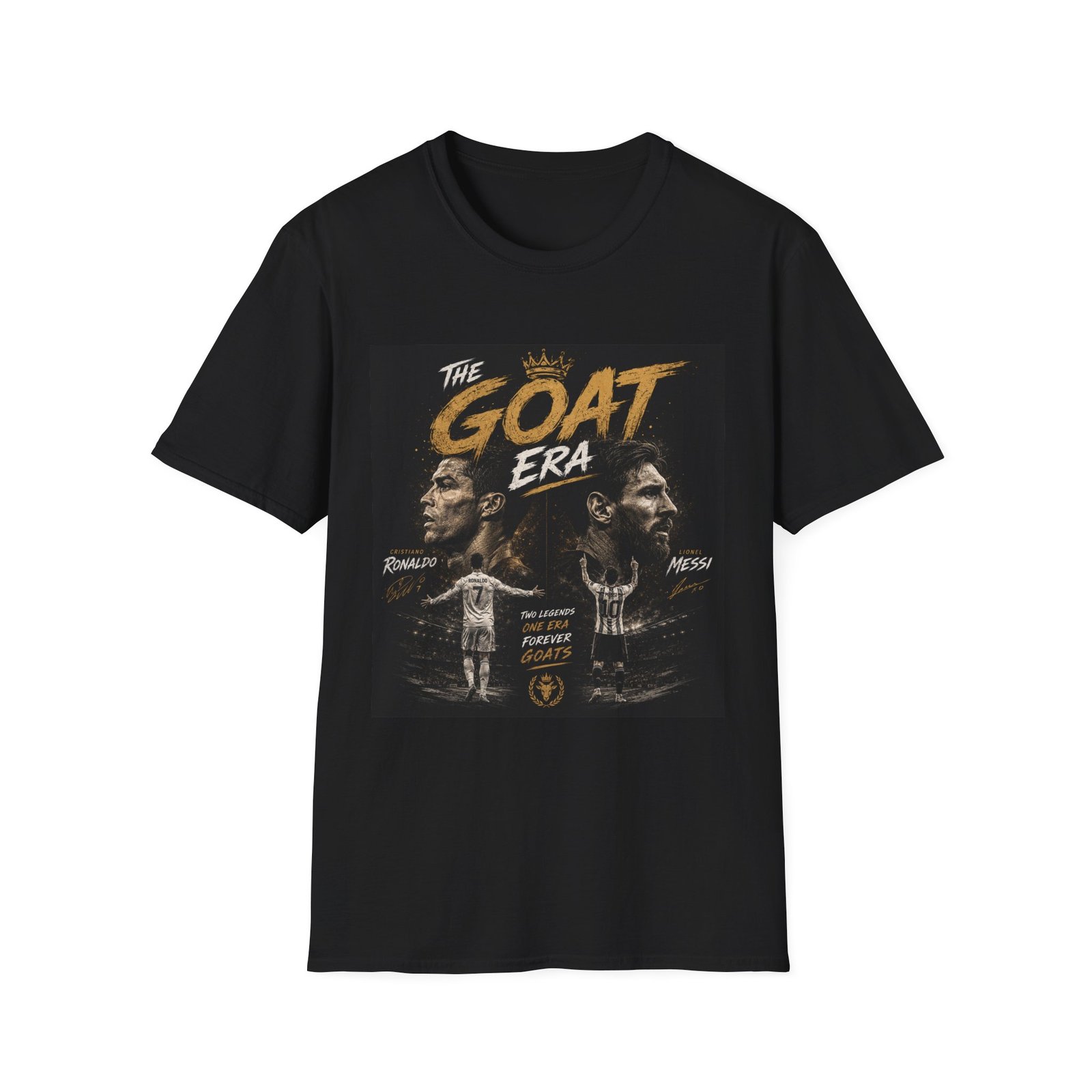 the goat era soccer unisex t‑shirt — legendary messi & ronaldo fan tee