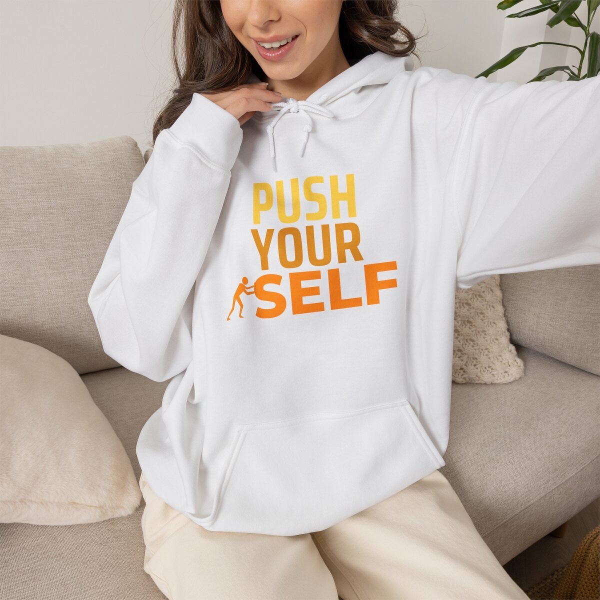push your self unisex hoodie — motivational fitness pullover