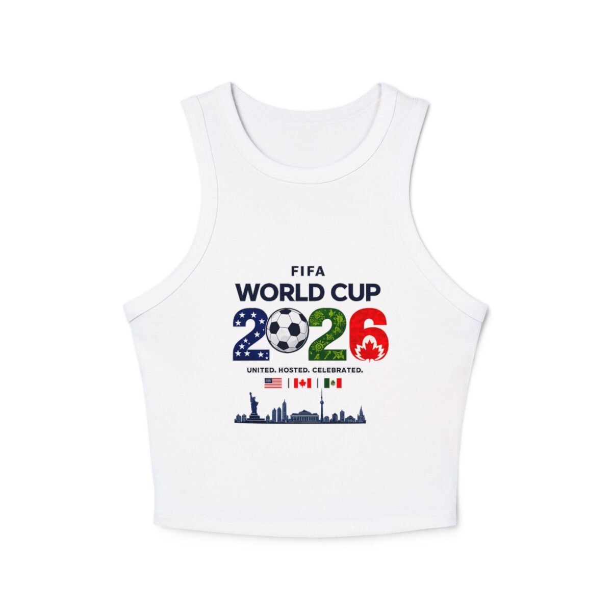 fifa world cup 2026 racer crop tank top — usa/canada/mexico soccer fan crop