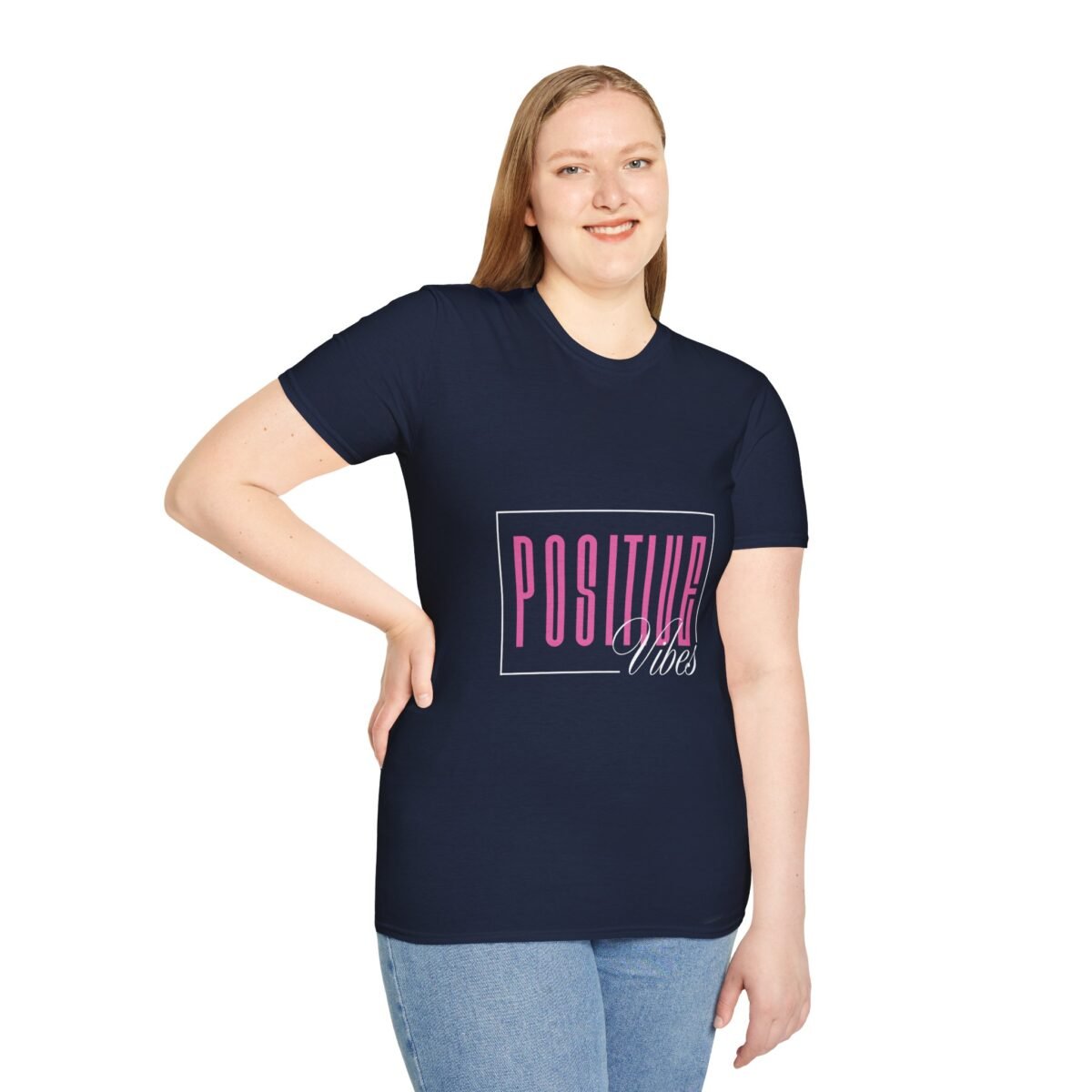 positive vibes unisex t shirt — retro pink box graphic tee