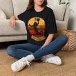 basketball sunset unisex t shirt — vintage silhouette dunk graphic