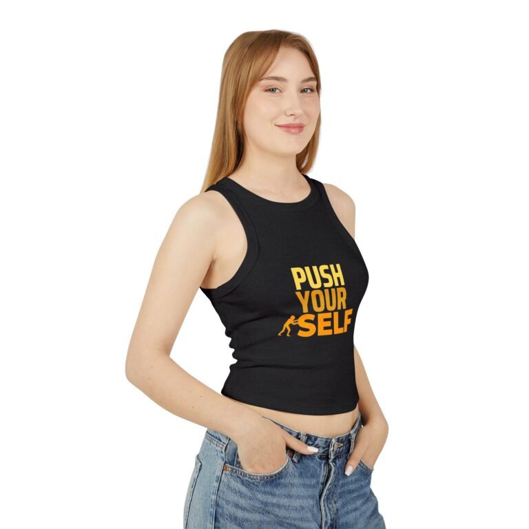 push your self racer women's tank crop top – women's motivational workout tank top