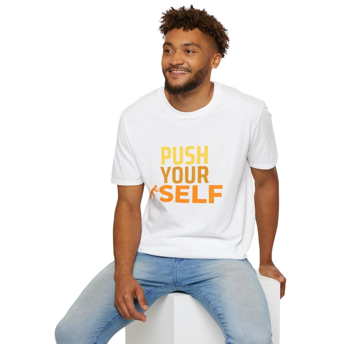 motivational unisex t shirt — "push yourself" athletic graphic tee