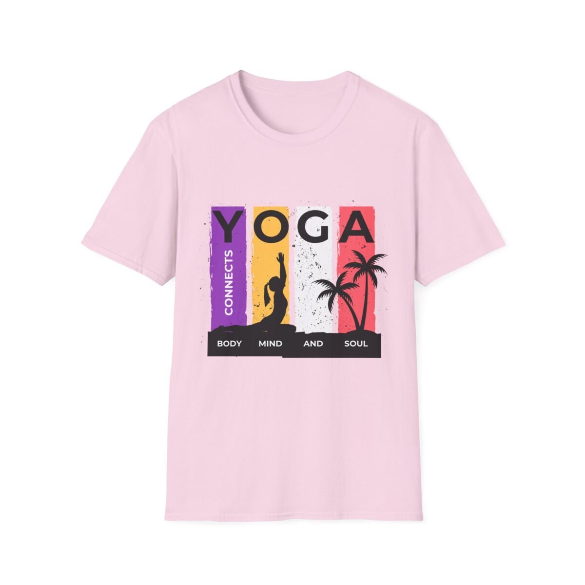 yoga connects women t‑shirt — mind body soul graphic tee