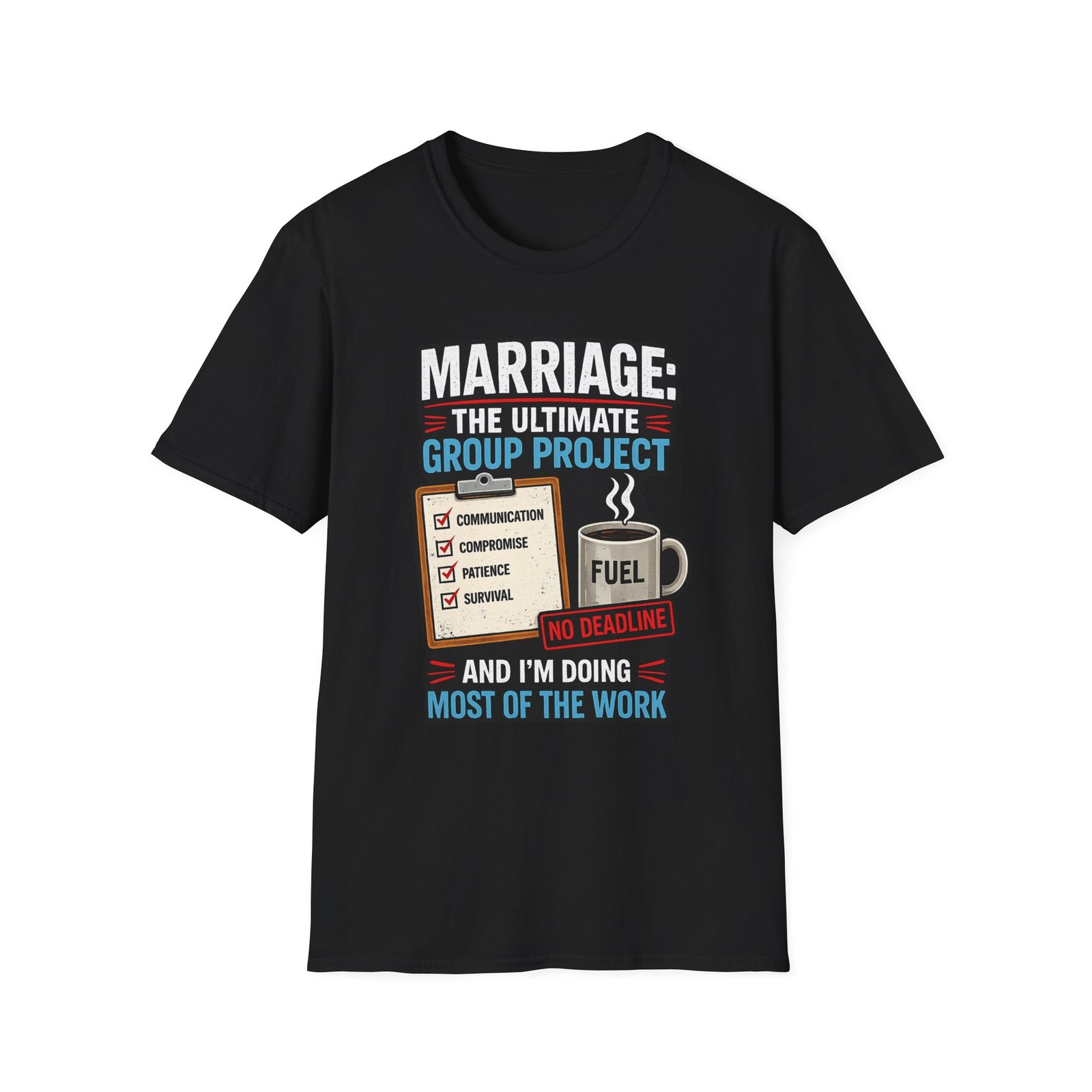 marriage: the ultimate group project unisex t shirt — funny couples tee with checklist design