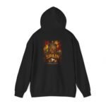 spain soccer unisex hoodie — spanish football crest & flaming ball crewneck