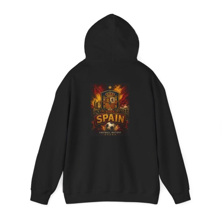spain soccer unisex hoodie — spanish football crest & flaming ball crewneck