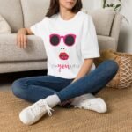 graphic women's t shirt — 'beyoutiful' pink sunglasses fashion tee