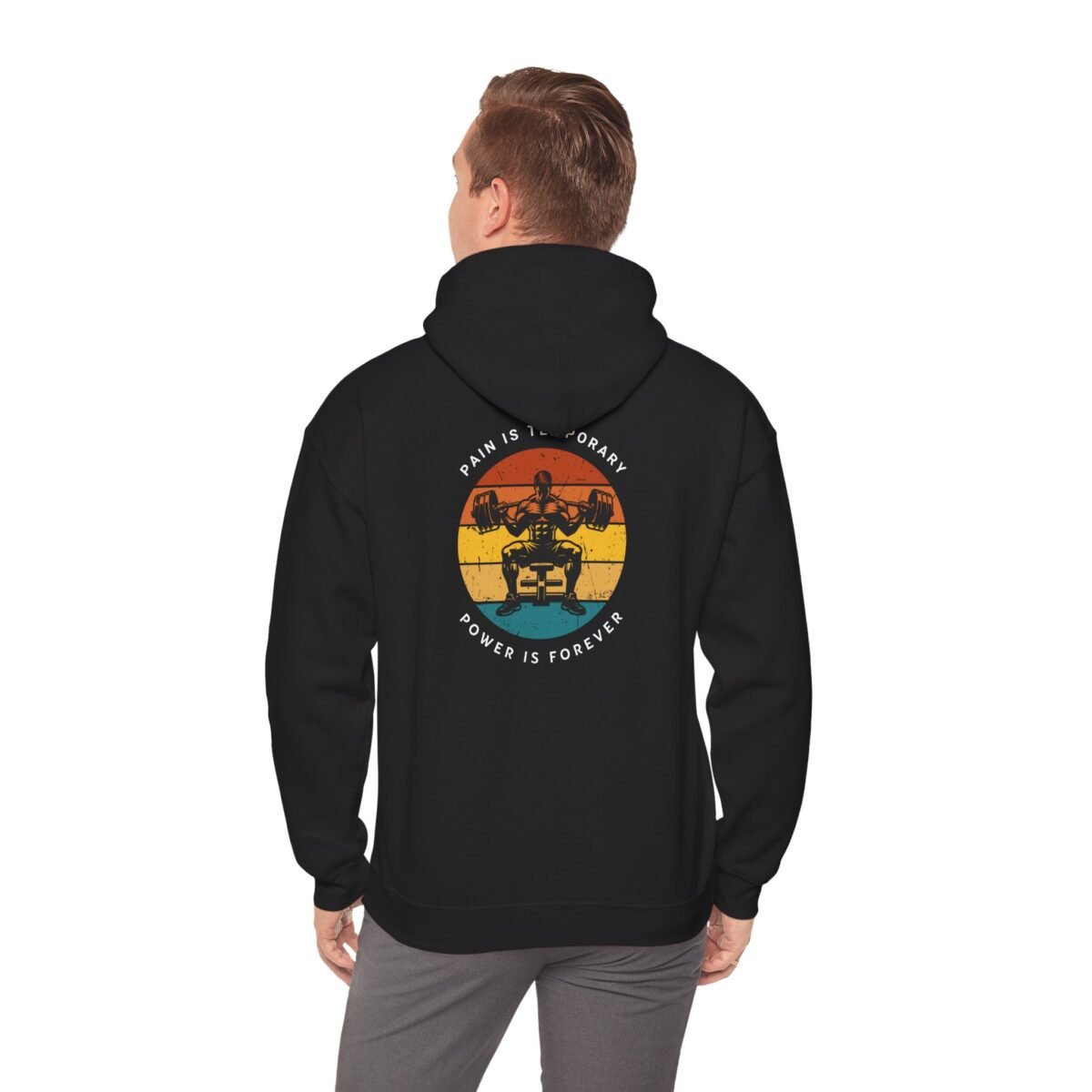 powerlifting unisex hoodie – retro 'pain & scary, power is forever' weightlifting sweatshirt