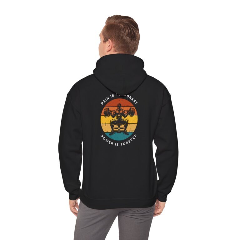 powerlifting unisex hoodie – retro 'pain & scary, power is forever' weightlifting sweatshirt