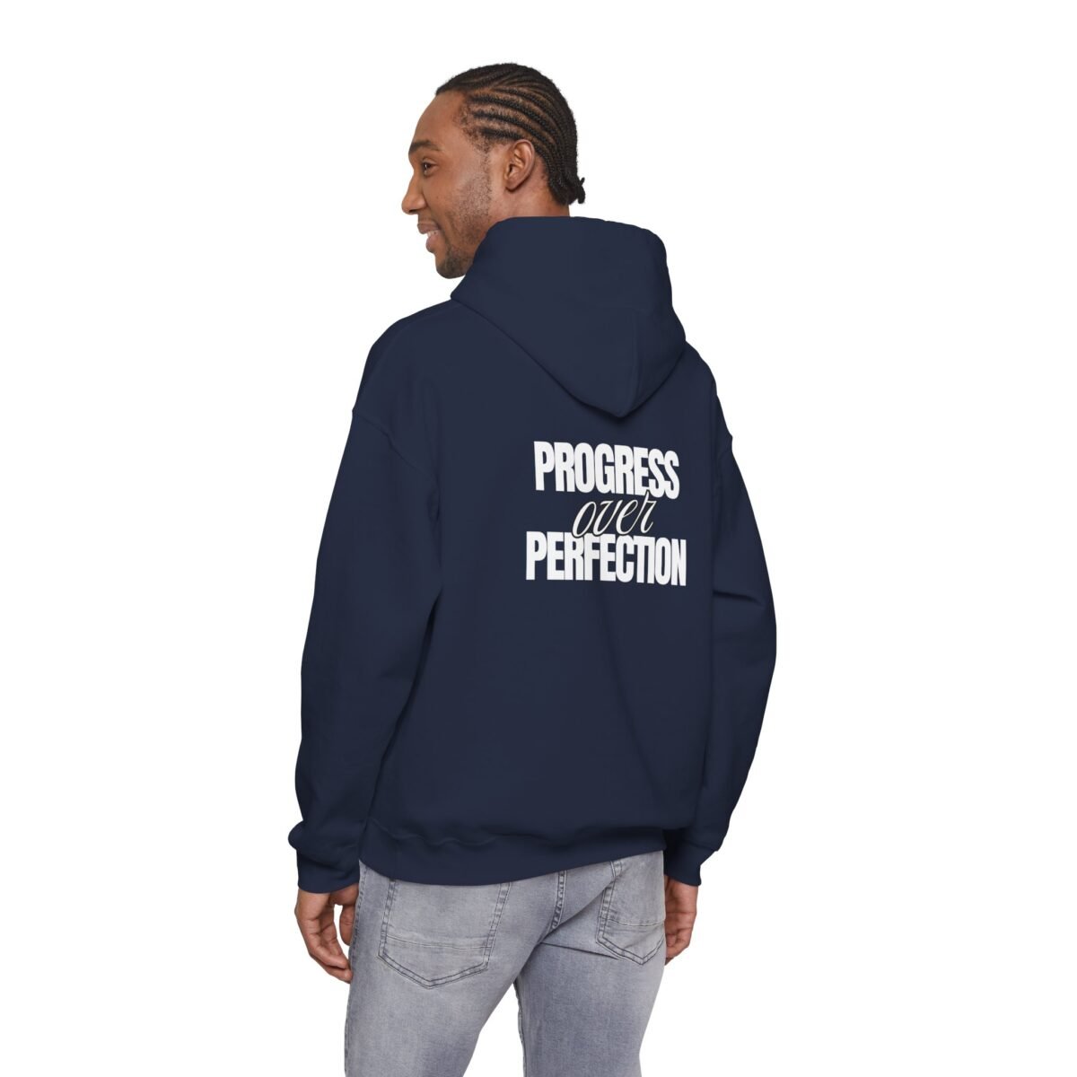 progress over perfection unisex hoodie — motivational black pullover