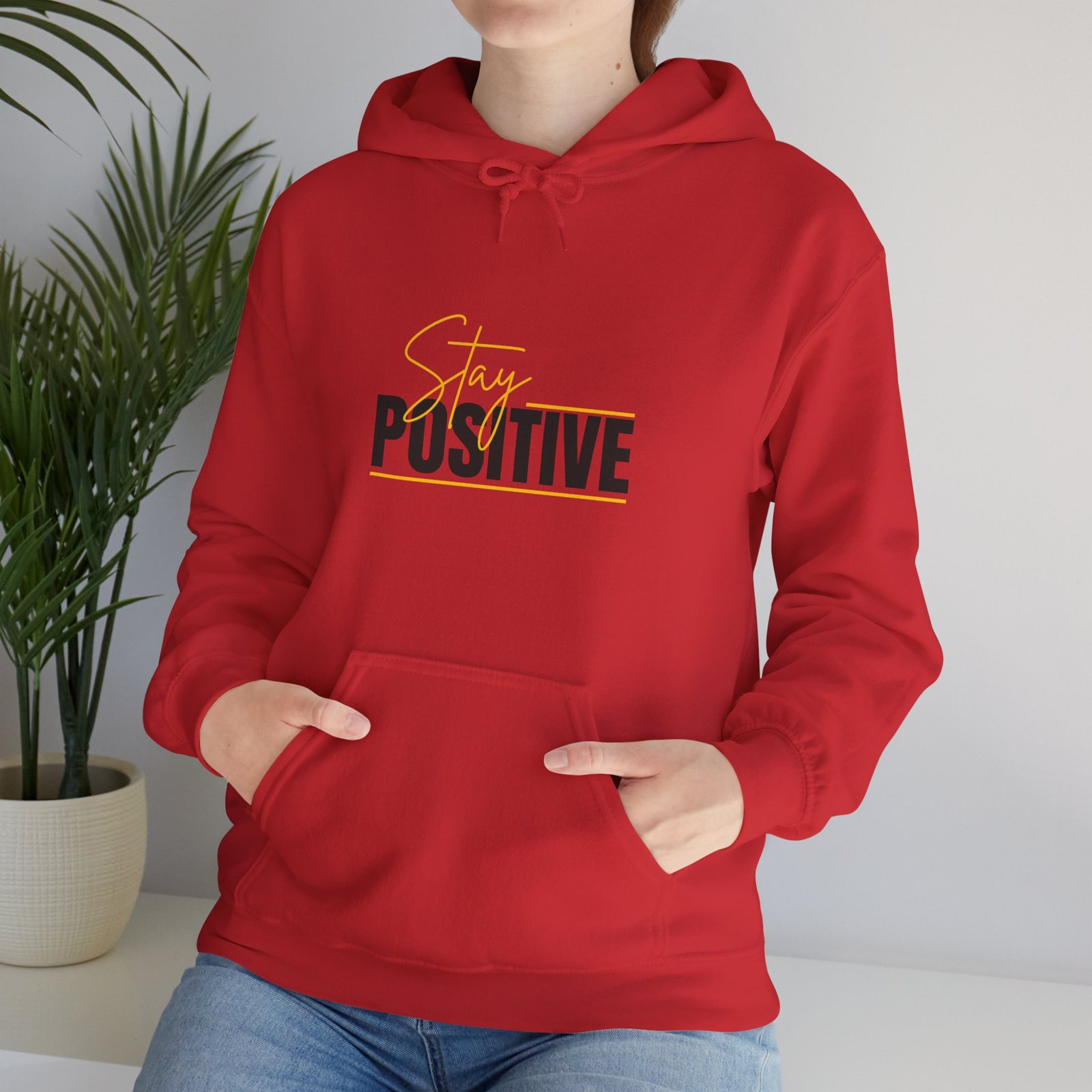 positive vibes unisex hoodie — stay positive graphic hooded sweatshirt