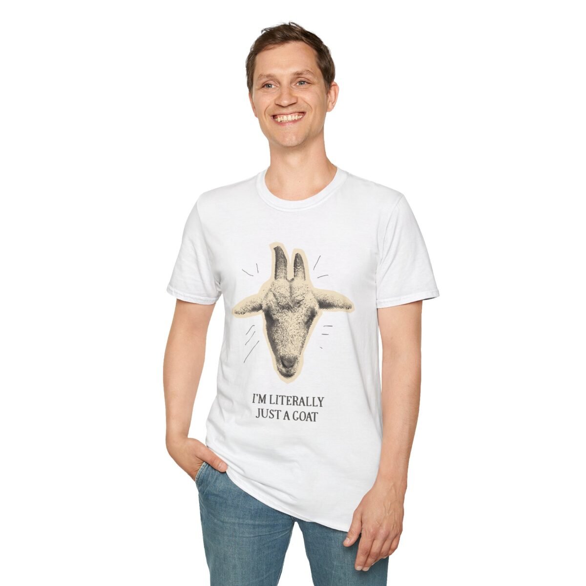 goat graphic unisex t shirt — “i’m literally just a goat” funny farm animal tee