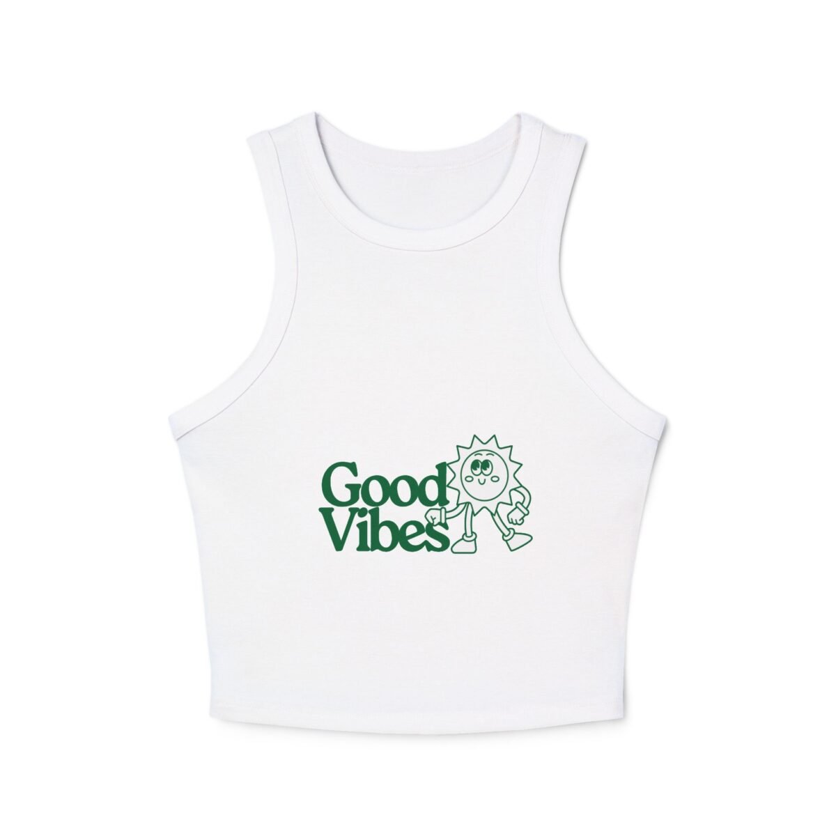 good vibes sun racer tank — women's cute graphic womens crop tank top