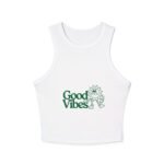 good vibes sun racer tank — women's cute graphic womens crop tank top