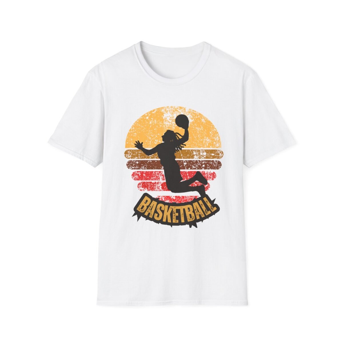 basketball sunset unisex t shirt — vintage silhouette dunk graphic