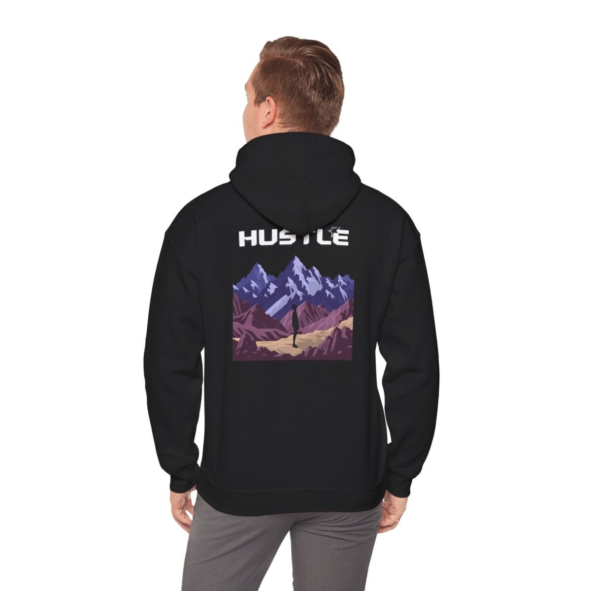 hustle mountain unisex hoodie — retro adventure graphic hooded sweatshirt