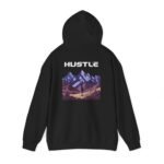 hustle mountain unisex hoodie — retro adventure graphic hooded sweatshirt