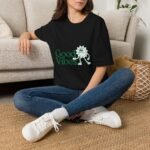 good vibes sun unisex t shirt — retro green positive graphic tee