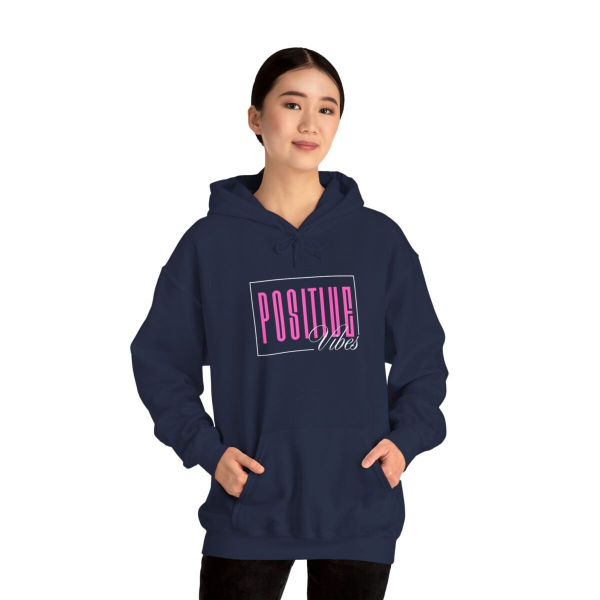 positive vibes unisex hoodie — retro pink graphic pullover
