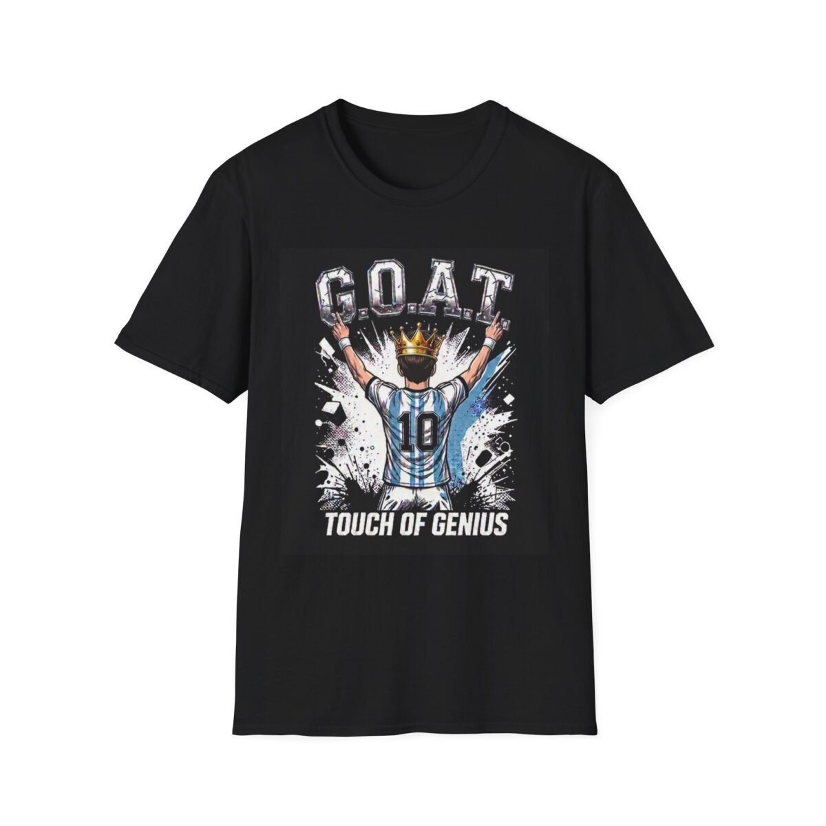 goat soccer unisex t shirt — 'touch of genius' argentina jersey fan tee