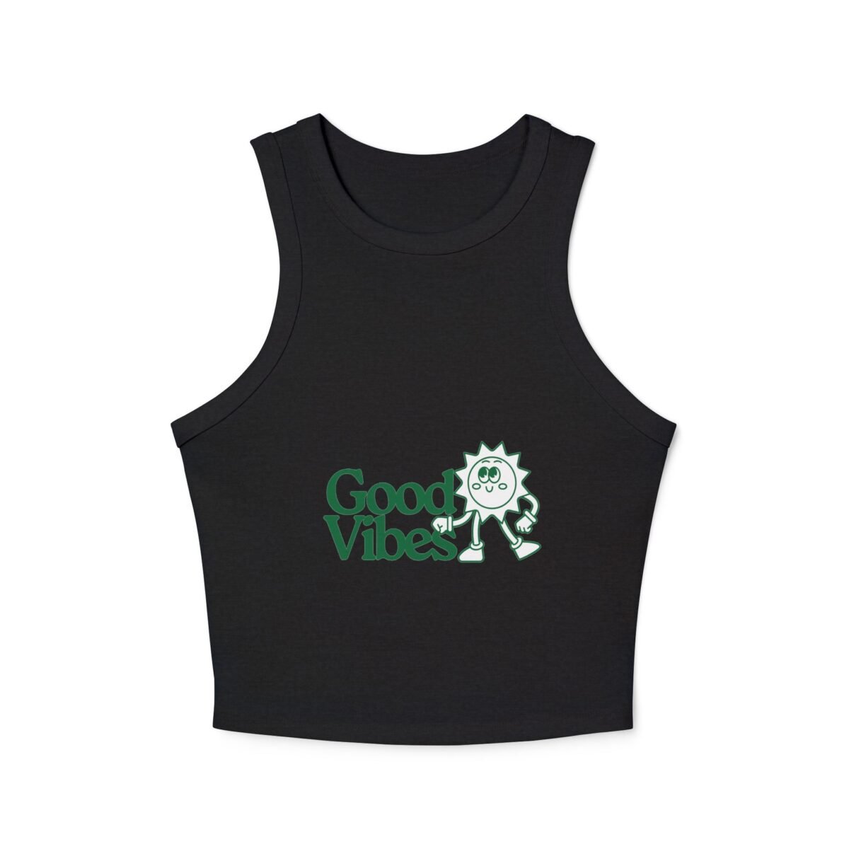 good vibes sun racer tank — women's cute graphic womens crop tank top