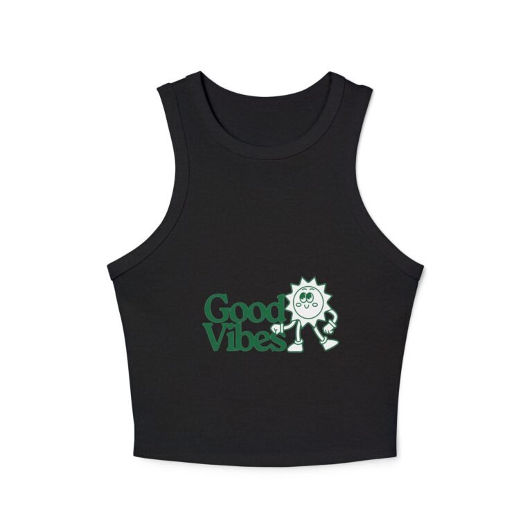 good vibes sun racer tank — women's cute graphic womens crop tank top